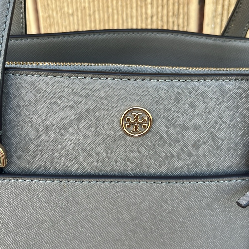 Tory Burch Gray Structured Leather Tote - Picture 5 of 15